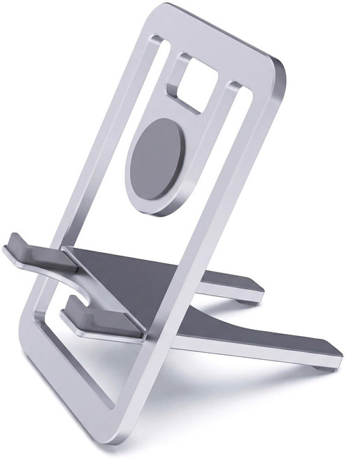 BuddhiGear 알루미늄 접이식 휴대폰 거치대 초박형 간편개방 패션디자인 소형 휴대용 탁상용 거치대, 1개, 실버, P49
