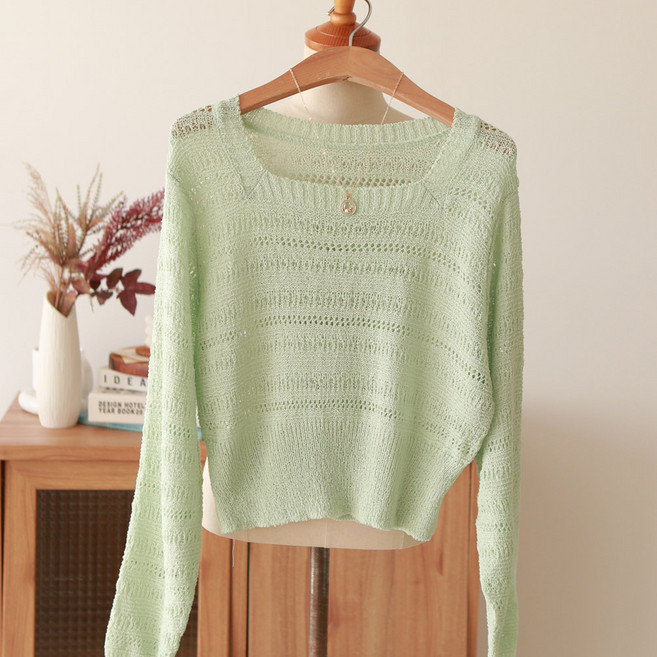 니트공장 여름 크롭 스카시 펀칭 긴팔 니트