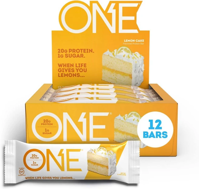 ONE 프로틴20g 설탕1g 저당 단백질바 고단백질바 12입 x 2팩, 레몬케이크 - 쿠팡