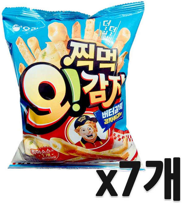 오리온 찍먹 오감자 버터갈릭 감자튀김맛 스낵 과자, 64g, 7개