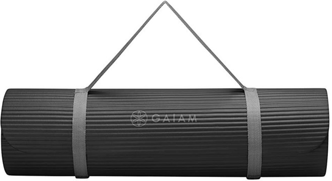 미국출고 아마존4.5+ 149882 Gaiam 미끄럼 방지 질감과 휴대가 쉬운 스트랩이 있는 매우 두꺼운 요가 피트니스 매트 및 운동 - 바닥 일상 요가에 이상적 지지력 휴대성