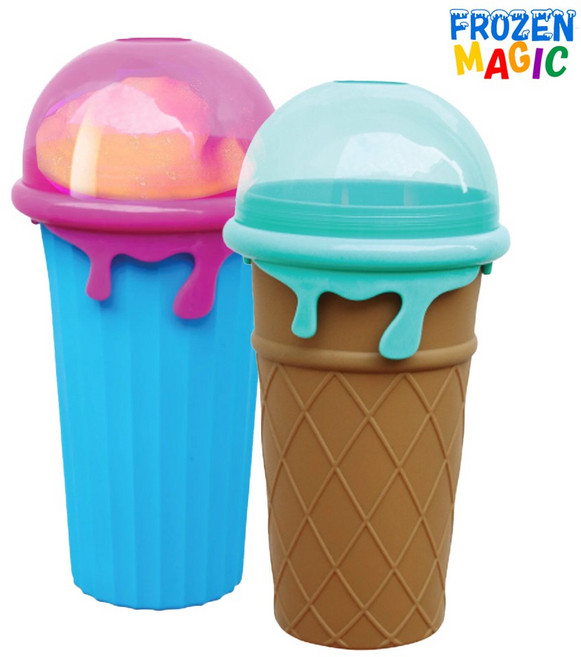 FROZEN MAGIC 프로즌매직 얼음왕국 조물조물 슬러시 메이커 컵 가정용 슬러쉬 제조기 얼음 아이스크림메이커 대형컵 홈카페용품, 브라운, 1개