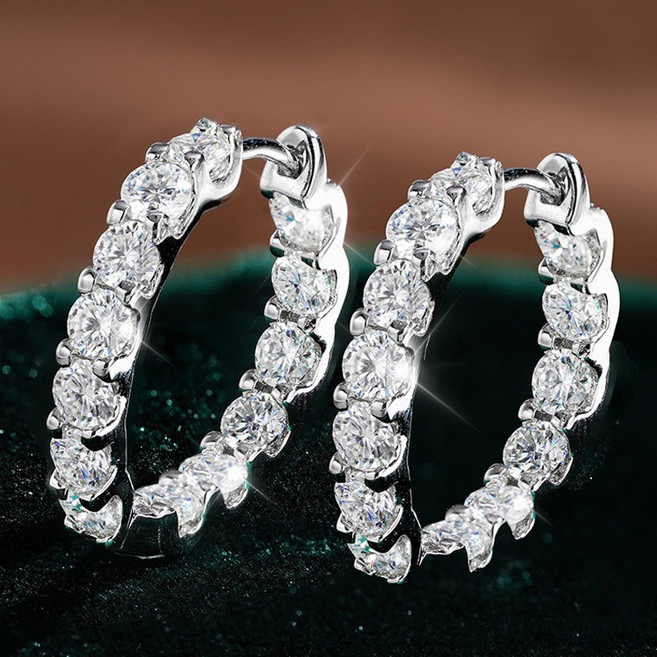 시르겜스 모이사나이트 1캐럿 동그라미 모조 다이아몬드 귀걸이 DDMSZ-010