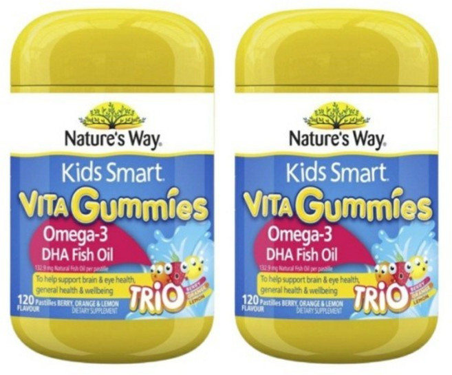 Nature's Way Kids Smart Vita Gummies Omega 네이처스 웨이 키드 스마트 비타 구미즈 오메가 120구미즈 2팩, 120정, 2개