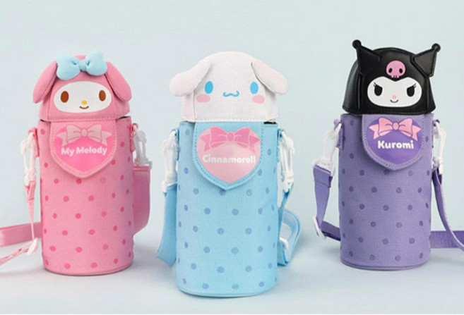 산리오 시나모롤 쿠로미 마이멜로디 물통 물병 화사한 물병크로스 파우치 어깨끈물통 주머니, 2.쿠로미