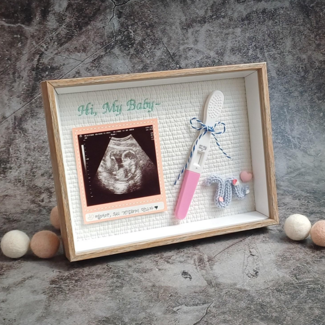 [소동상점] 뱀띠 용띠 토끼띠아기 임테기보관함 임테기액자 초음파사진액자 임밍아웃 임신축하선물, [2025] 하늘색뱀