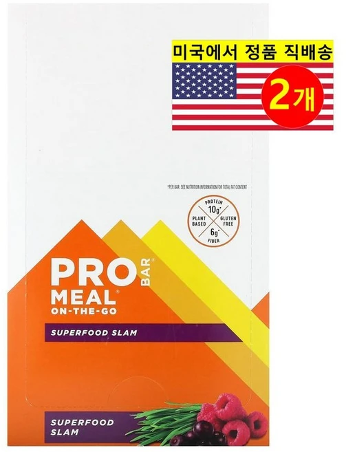 ProBar 운동 전 후 슈퍼푸드 슬램 프로틴 스낵 12개입 1020g 1개, 2개 - 쿠팡