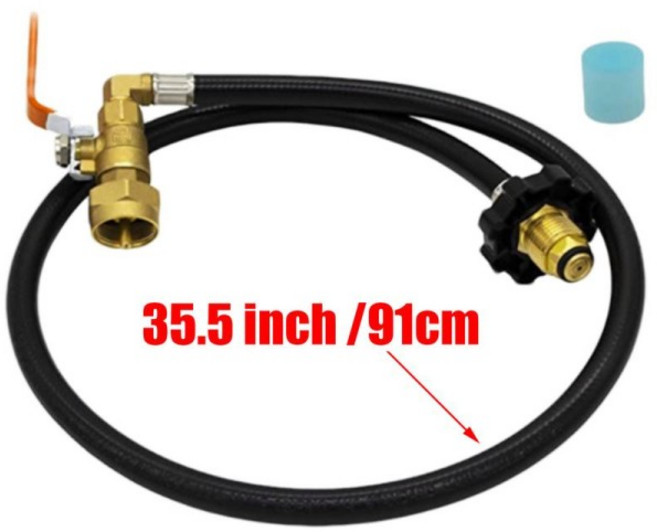 캠핑 가스 스토브 프로판 리필 어댑터 호스 플랫 실린더 탱크 커플러 충전 튜브, 1개