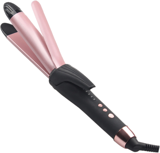 KIBOER 2in1 봉고데기 30MM 세라믹 코팅 배럴 속열 5단계 온도조절, 핑크