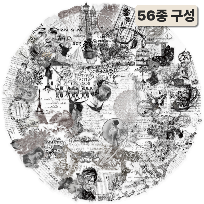 라피레인 다꾸스티커 세트 빈티지 다이어리 꾸미기 스티커팩, 1세트, 클래식