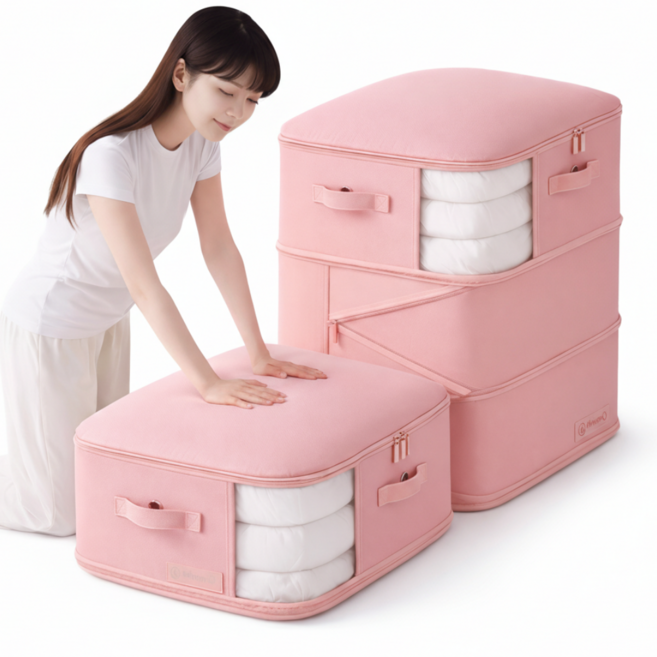 미룬토 프리미엄 이불 정리 압축팩 곰팡이 방지 1+1 초특가 세트, 2개, 인디핑크