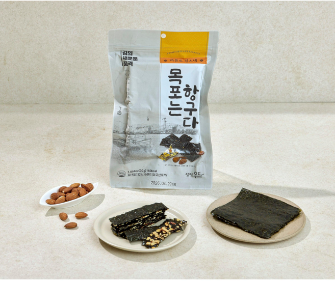 엠엠푸드 목포는항구다 김스낵 아몬드, 3개, 30g