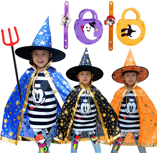 (당일출고) 어린이집 할로윈 의상 마녀 마술사 망토 모자 호박 바구니 코스튬 소품