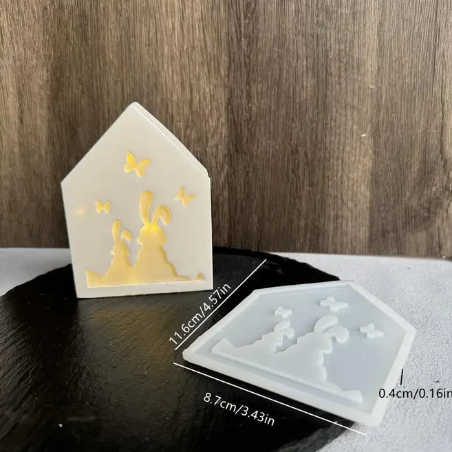 부활절 분위기 램프 실리콘 금형 중공 달걀 토끼 거울 떨어지는 실루엣 석고, 01 mold