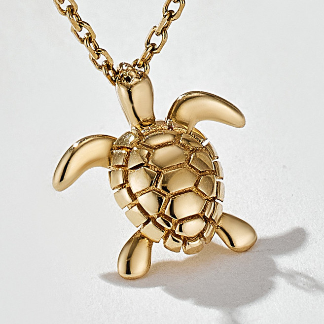 준주얼리 14K 18K 리틀 럭키 거북이 행운의 선물 옐로우골드 핑크골드 목걸이 LLBEN973