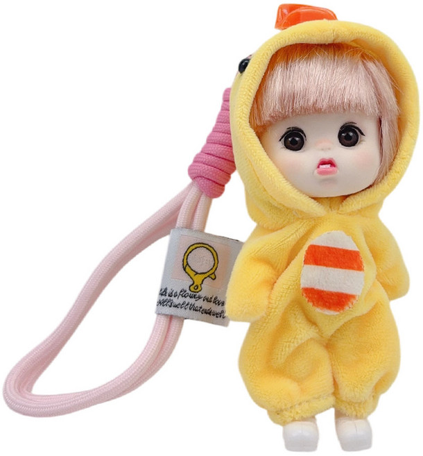 토이즈데이 애니멀룩 러블리돌 투명 파우치 키링 구슬 스트랩 포함 가방고리, 1개, 오리룩, 13.5cm