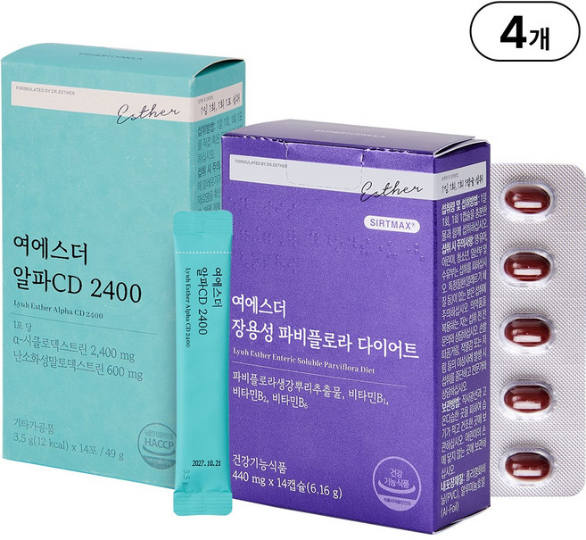 본사직영 여에스더 파비플로라 x 알파CD 세트 l 장용성 파비플로라 다이어트 x 알파CD 2400 l, 4박스, 14회분