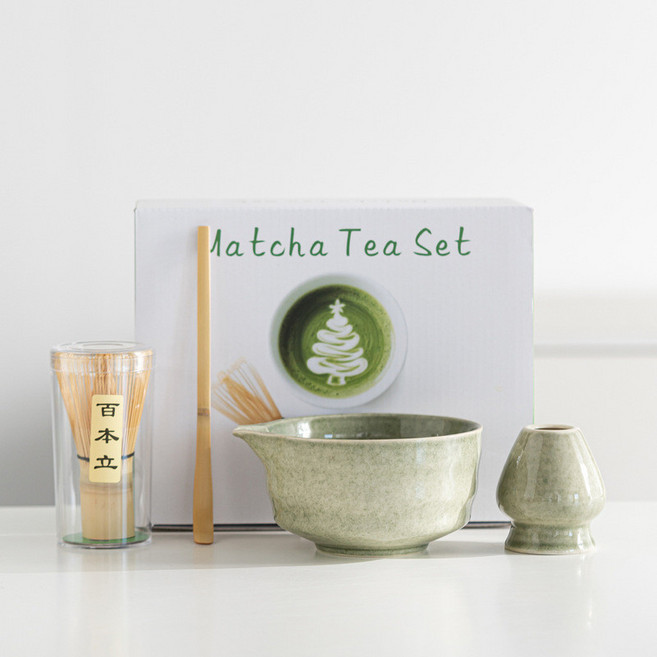 陶瓷抹茶茶具套裝 4-6件套宋代點茶工具, 1個, 【抹茶绿】鹰嘴浪纹4件套