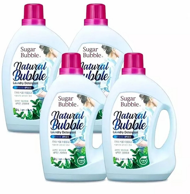 슈가버블 세탁세제 내추럴버블 3L 4개 세탁 소제 거품 에코 세제 세척 탈취 제 주방