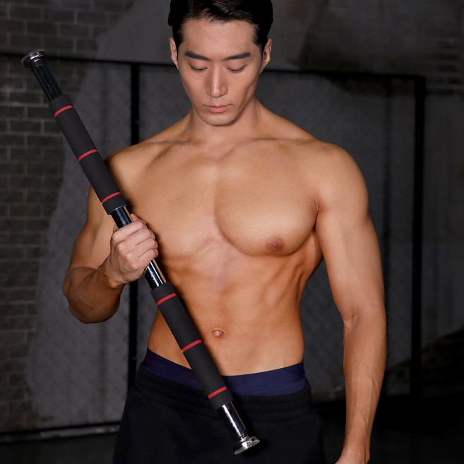 멜킨스포츠 팔각 옥타곤 폴튼 풀업바 문튼 철봉 가정용 턱걸이 기구, 디럭스철봉_단축_블랙레드