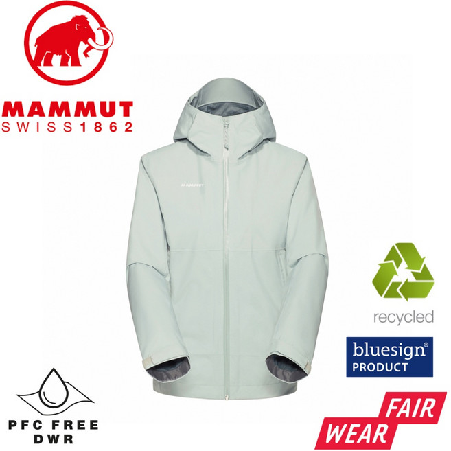 MAMMUT 女 Treeline HS Hooded 輕量防水連帽外套 鼠尾草銀綠