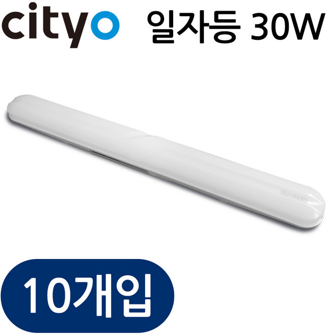 씨티오 LED 돌핀 일자등 30W 방등 형광등 플리커프리, 10개, 주광색