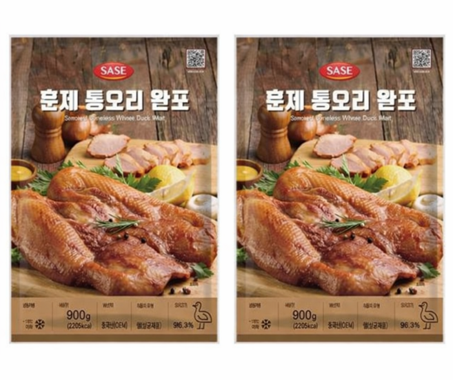 사세통상 훈제 통오리완포900g 2개, 900g
