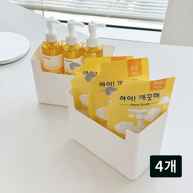 [달링룸] MOND 국산 프리미엄 욕실 정리함, 4개, 화이트