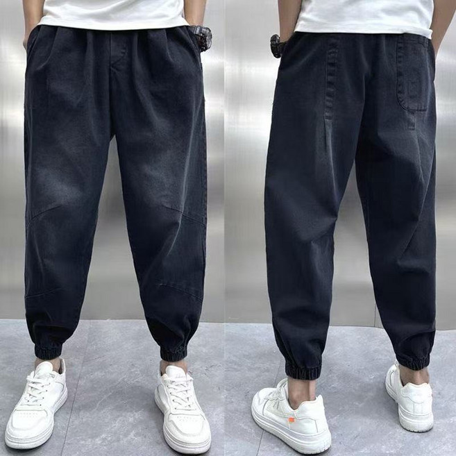 십전십미 남자 봄가을 와이드 조거 캐주얼 바지 9부 배기 청바지