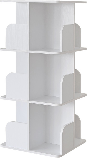 HOPMA 直立式360度旋轉三層書櫃 G-RK300, 3層, 木紋白