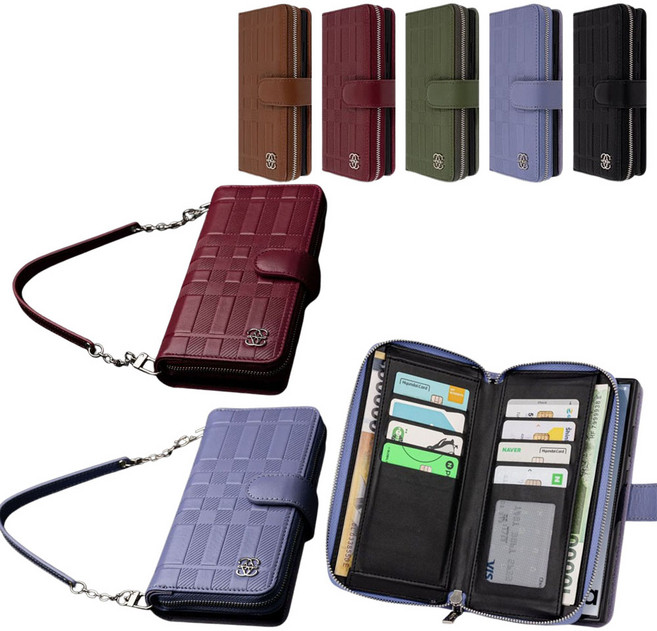 갤럭시S25엣지 SM-S937N 맞는기종 천연소가죽 휴대폰 케이스 (롤택몰리) 손목스트랩 지퍼형 카드수납 지갑스타일 다이어리