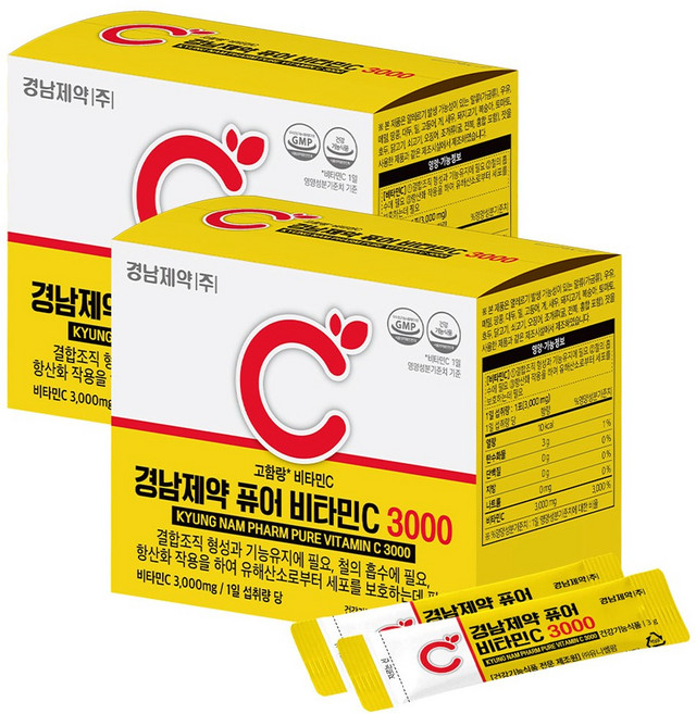 경남제약 퓨어 비타민C 3000 고함량 90포, 270g, 2개