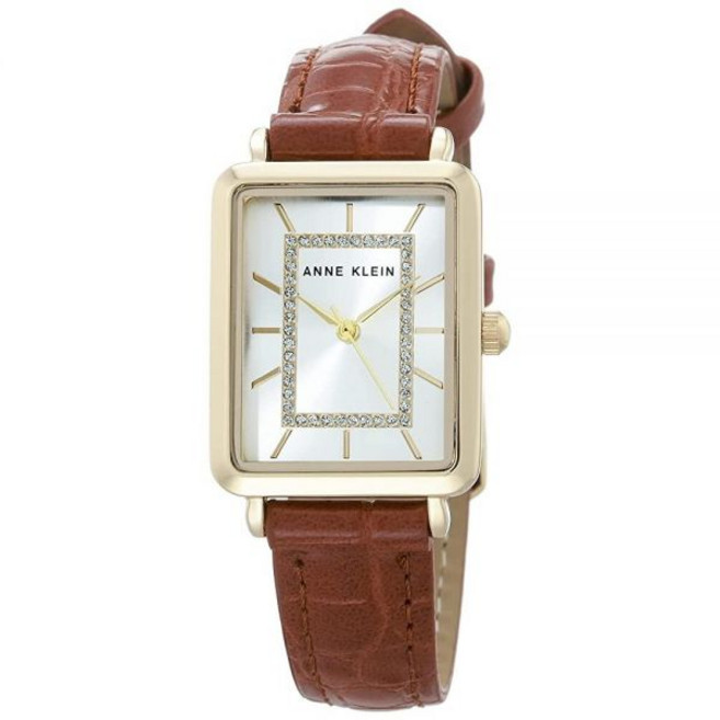 Anne Klein 여성용 글리터 액센트 크로코 그레인 스트랩 시계 AK/3820 허니 브라운/골드