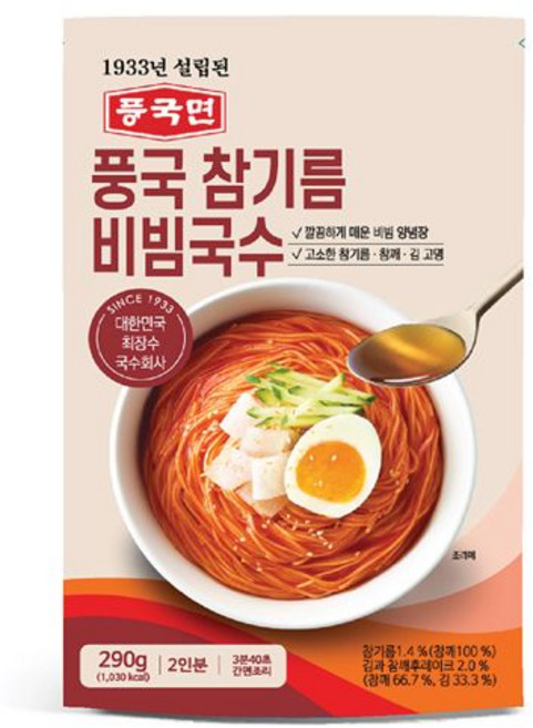 풍국면 참기름 비빔국수 12인분, 6개, 290g