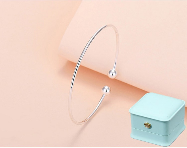 르떼르넬 JSWB059 Silver 기본 베이직 민자 민무늬 은볼 여자 실버 뱅글 팔찌 은팔찌