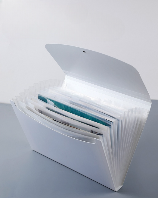 듀브 슬림 아코디언 파일 13칸 정리함, 2세트, 화이트