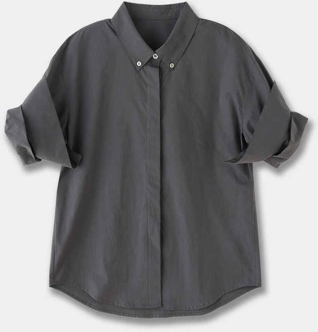 【手工捲袖】棉質襯衫 短袖襯衫 女襯衫 寬鬆襯衫 休閒襯衫 中性風襯衫 純棉薄款 顯瘦百搭 通勤度假必備