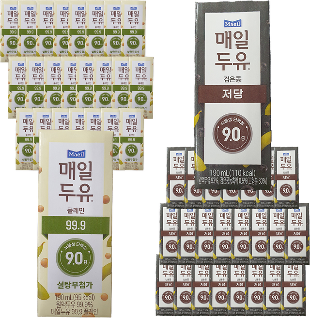 매일 검은콩 두유 + 99.9 플레인 두유, 48개, 190ml