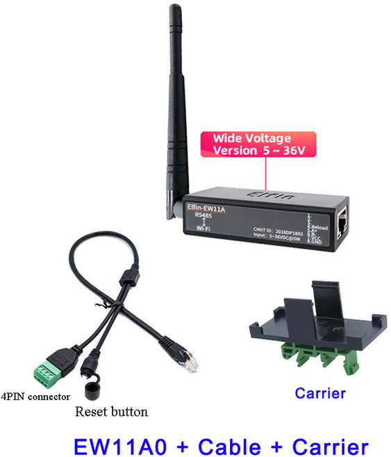 직렬 포트 RS485 WiFi 서버 변환기 IOT 모듈 Elfin EW11A 지원 TCP/IP 텔넷 Modbus MQTT DC5 36V, 01 EW11A0 Kit 4, 1개