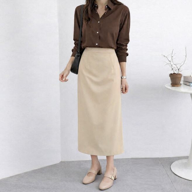 예쁜핏 H라인 롱스커트 55~100 빅사이즈 h라인 스커트 여성 정장치마
