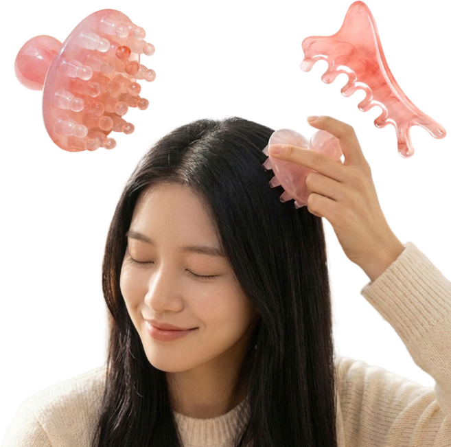 13CSTORE 시원한 두피괄사 마사지기 괄사 지압, 핑크, 1세트