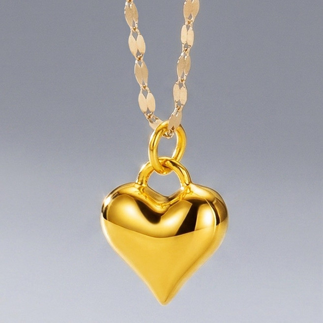 에바주얼리 통통하트 여성 금 목걸이 선물 24k 순금 펜던트 14k 18k 목걸이