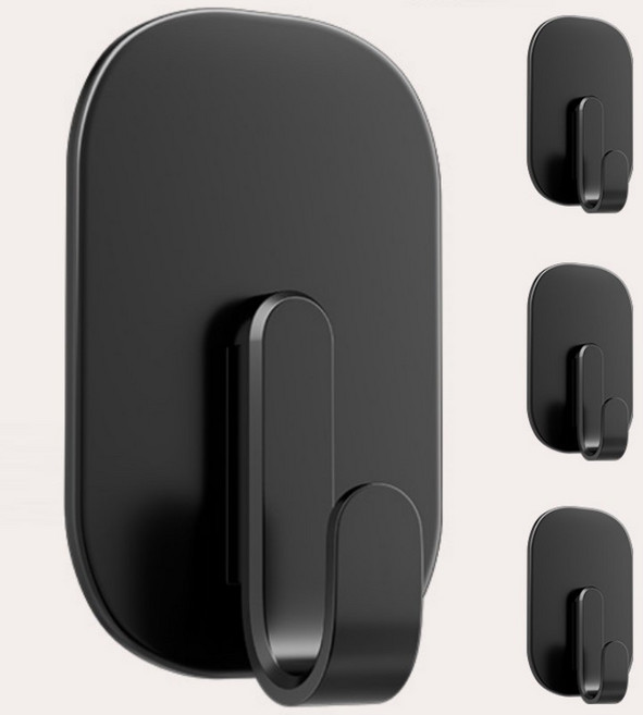 블리키 무타공 초강력 자석 메탈타입 다용도 후크 걸이, 4개, 블랙