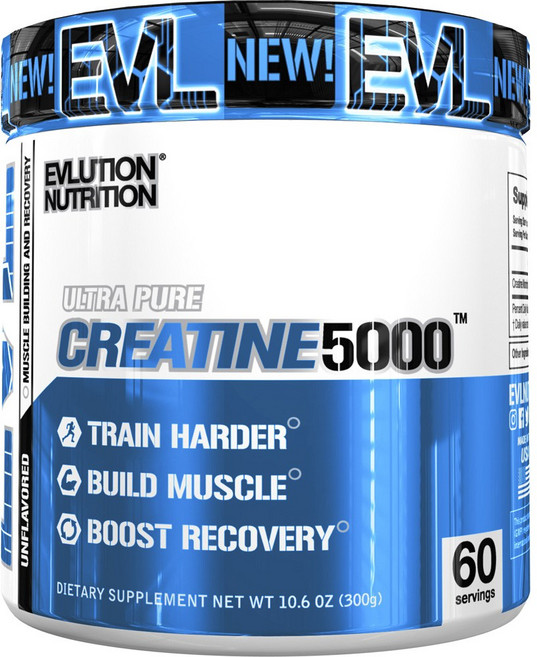 EVLUTIONNUTRITION 肌酸粉 無味 5000mg, 1個, 300克, 1罐