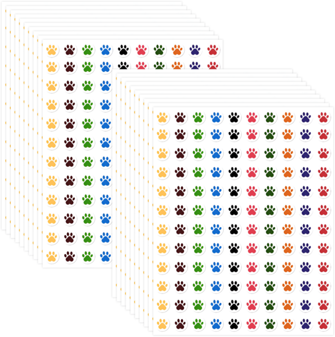 1200개입 강아지 발자국 미니 스티커 10장, 2세트, 10장(S6204)1200P