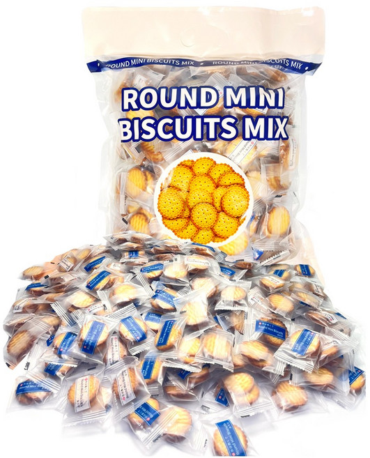 라운드 미니비스킷 믹스1키로(약158봉지 )개별포장 인간사료 특대용량, 1개, 1kg
