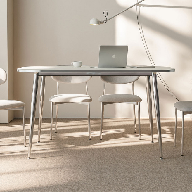 디자인제이 오르벤 미드센츄리 타원 식탁 테이블, 화이트, 4인용