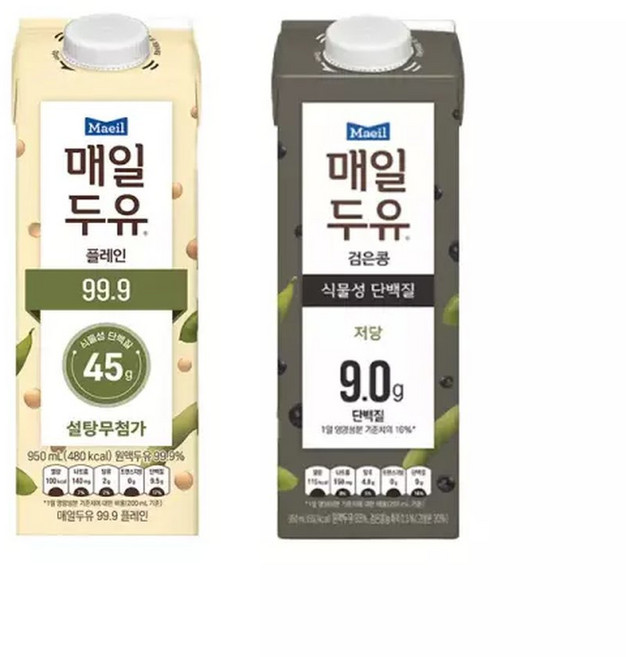 매일두유 99.9 950ml 3개+매일두유 검은콩 950ml 3개/6팩/무가당/고단백/단백질/무/배
