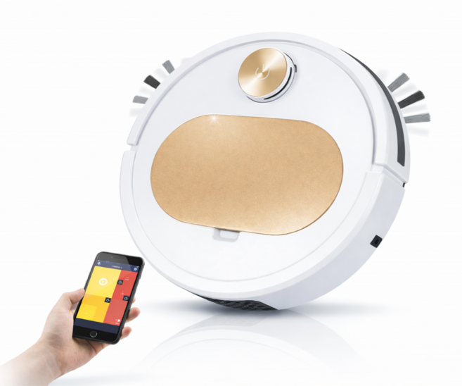 BUYU 스마트 로봇청소기 앱제어 자동청소 흡입 물걸레 겸용 무선 가정용 청소기, 샴페인골드, ES350