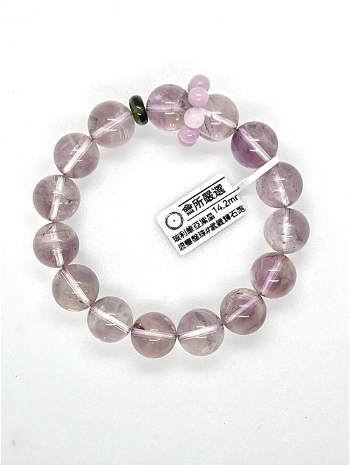 仙女會所嚴選 玻利維亞紫晶 綠碧璽盤珠與紫鋰輝石跑環